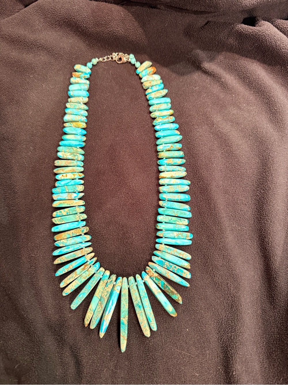 Blue-Green Turquoise Spike Necklace - Statement Necklace